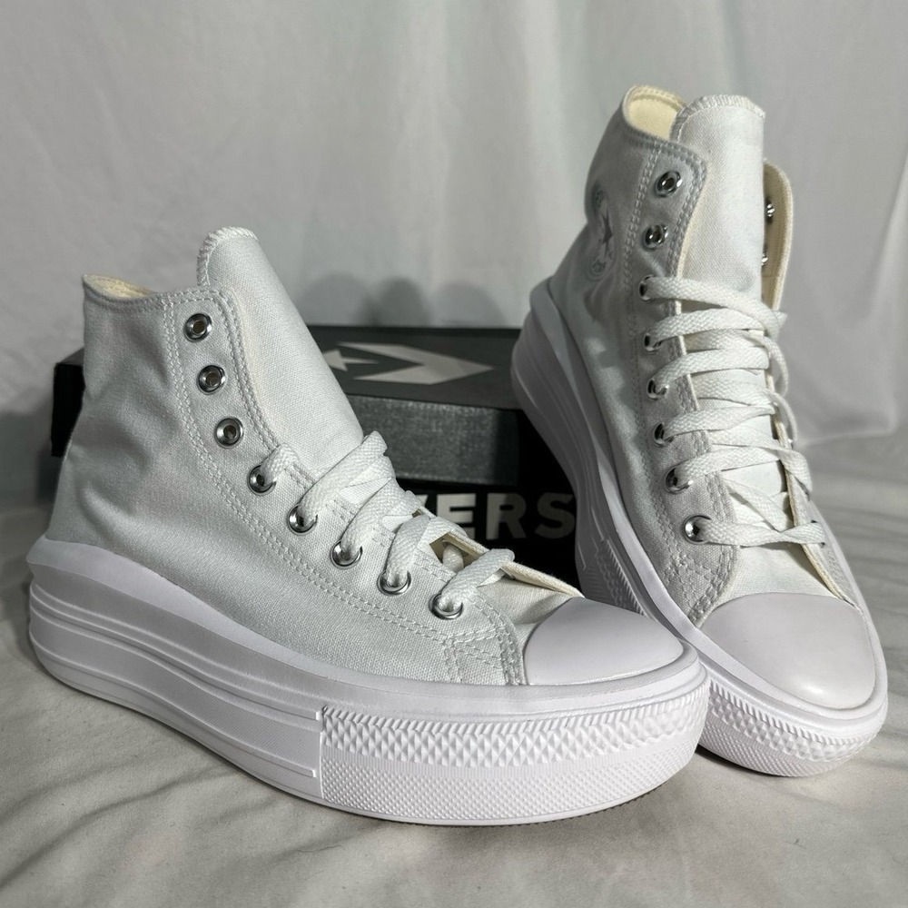 Converse CTAS MOVE Hi High Top Shoes Triple White‎ New Woman's 10 - Picture 3 of 6